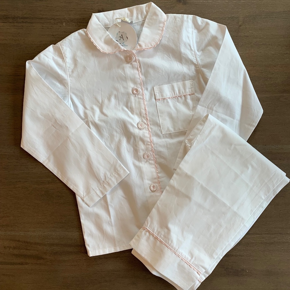 New Girls 2Pc Pink Allegria Cotton (could be monogrammed) Pajama Pant Set
